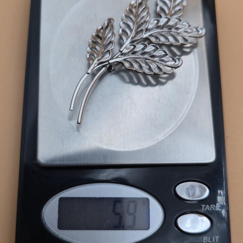 Sterling Silver Large Five Leaf Double Branch Pin Brooch B585 - Picture 7 of 7